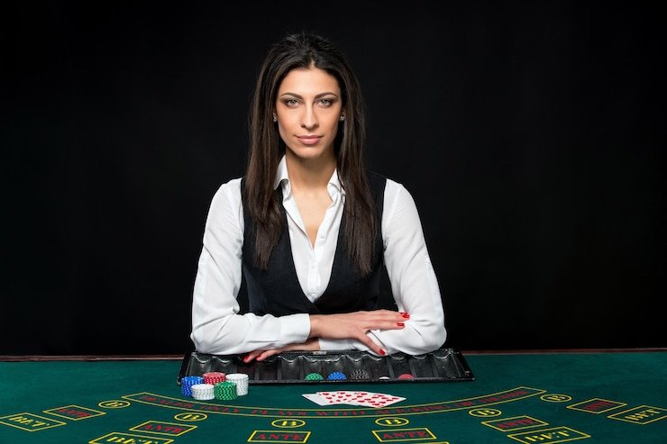 Studio Live Blackjack dengan dealer profesional dan meja permainan